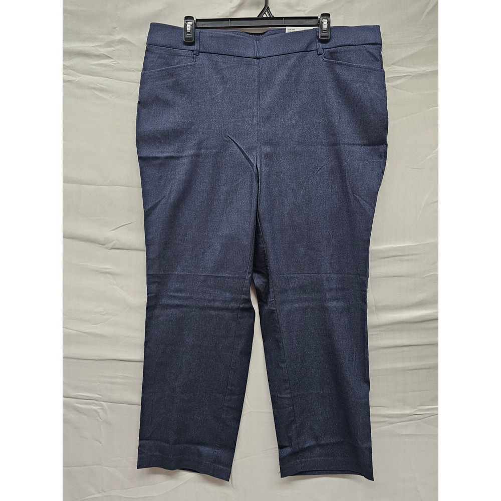 Rafaella Womens Plus Straight Stretch Pants Navy Viscose Blend Casual Size 22W
